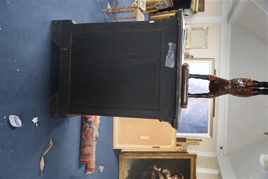 A Victorian ormolu mounted ebonised and pietra dura pier cabinet, W.3ft 2in. D.1ft 7in. H.3ft 11.5in.